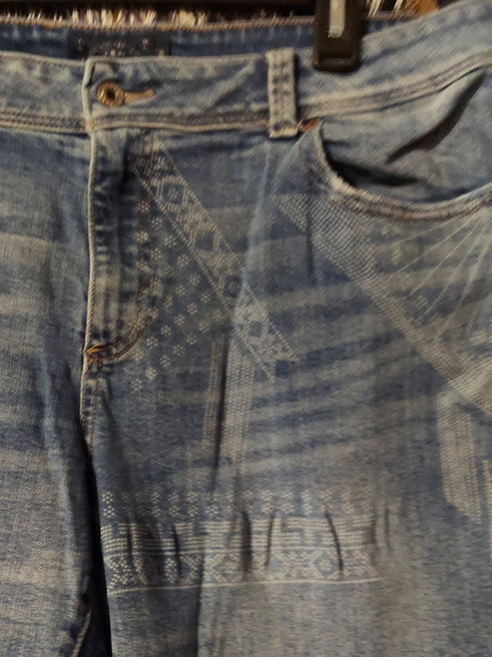 Women’s Blue Patterned Jean Shorts